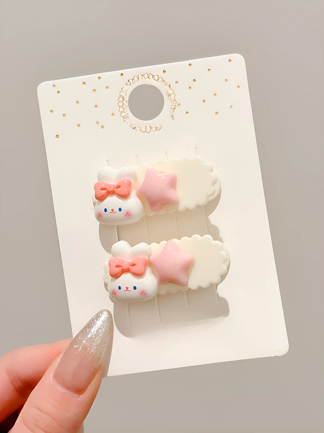 4# Rabbit star wavy clip pair - 4 cm