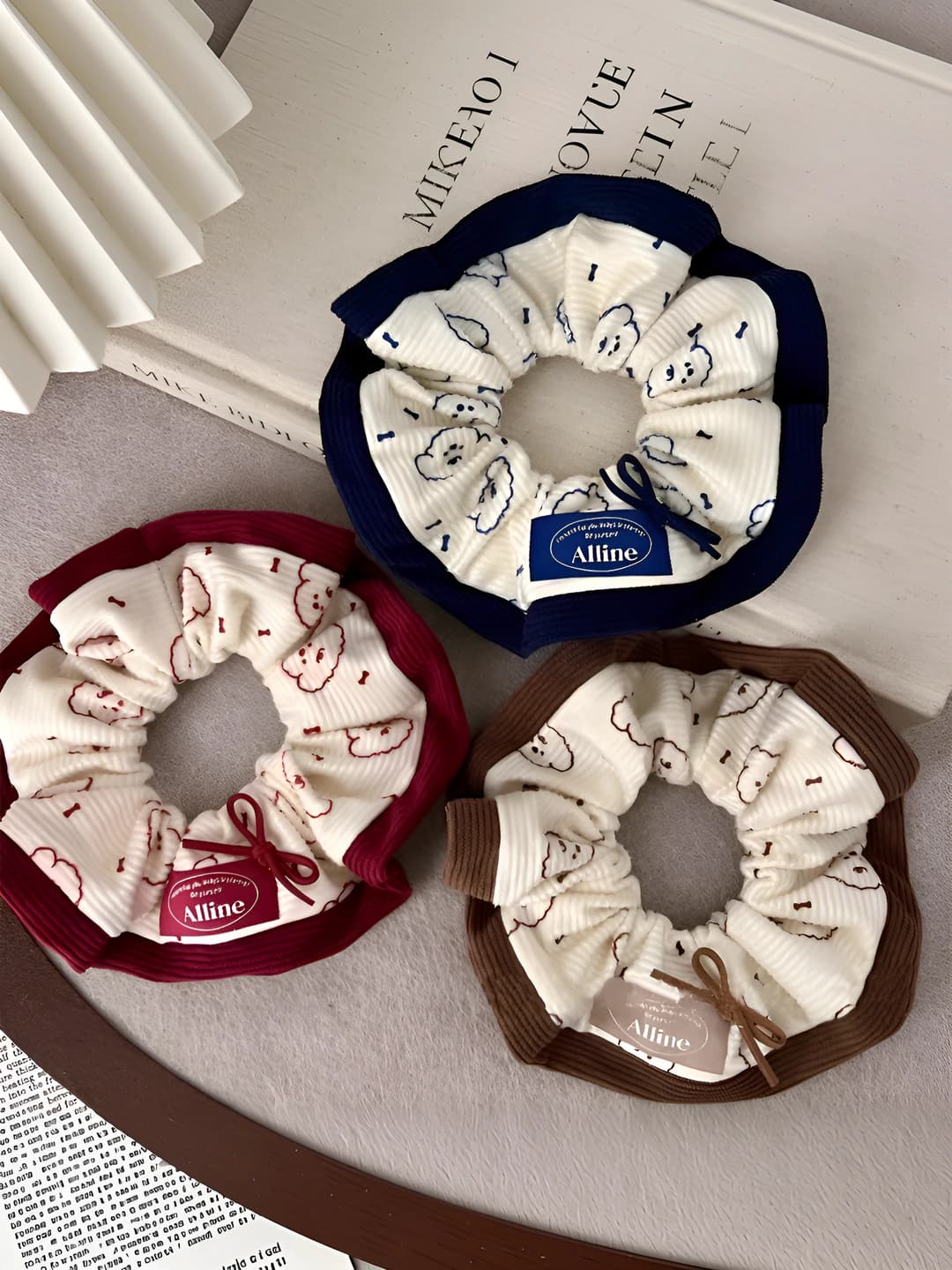 Women's printed hair ties in Korean style, stretch, autumn-winter