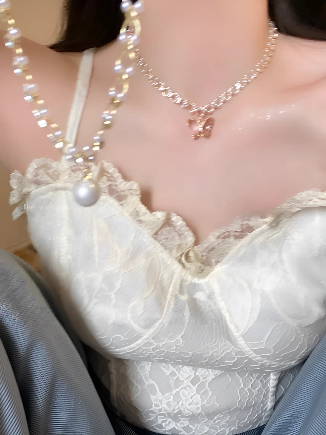Women's French-style pink pearl butterfly snake chain choker necklace, 2026 new model, summer accessory