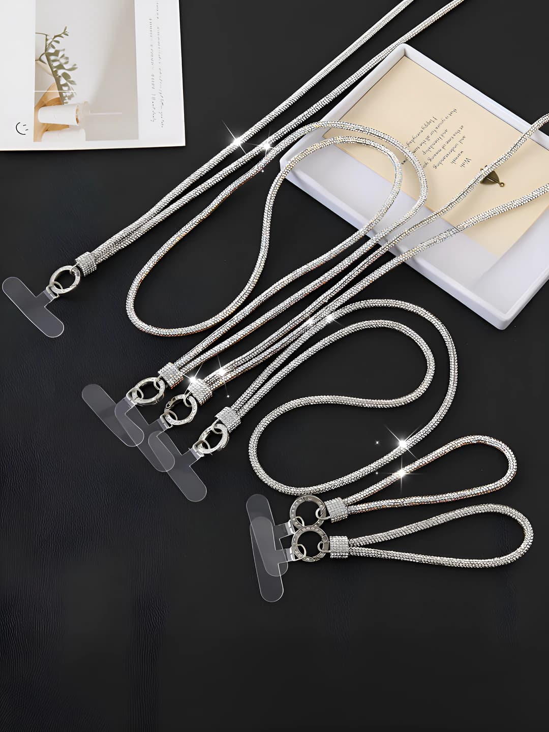 Women's keychain: 6mm rhinestone chain, crossbody and neck strap, light luxury style