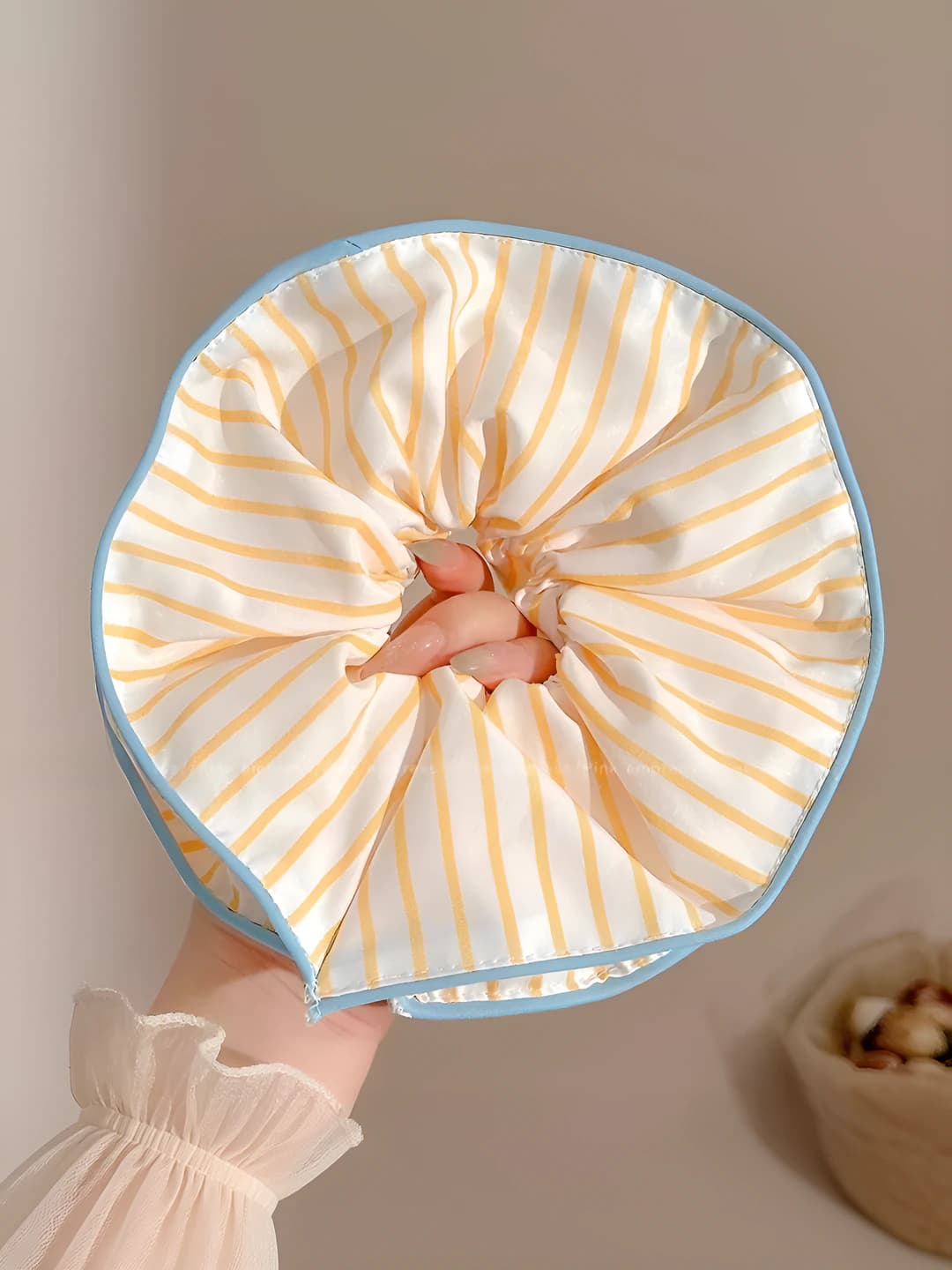 Yellow striped double layer hair tie