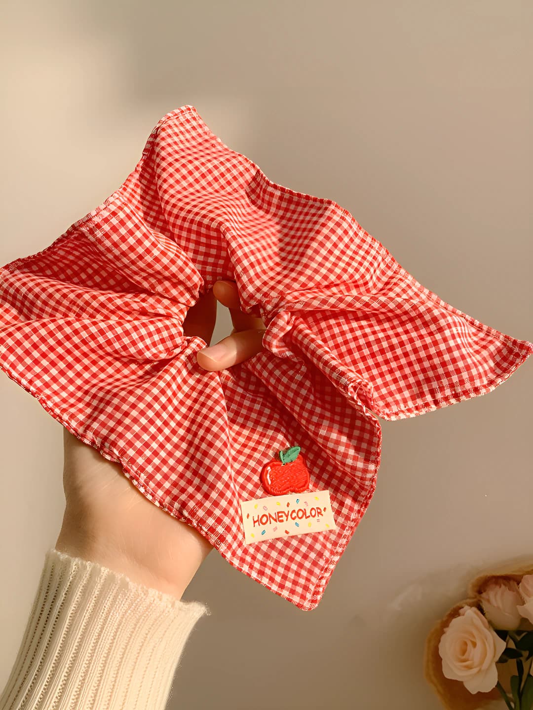 1# Red plaid square 21*22 cm