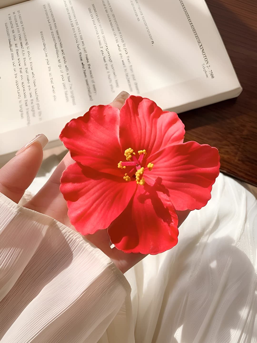 1# Red plumeria hair clip ~9.5 cm