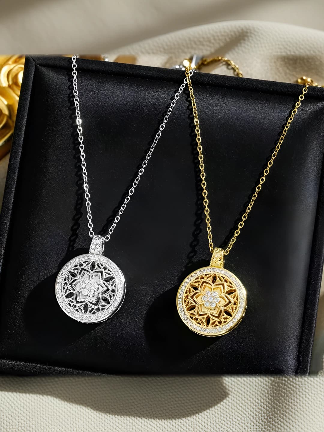 Женская цепочка с кулоном из титановой стали с покрытием 18K, геометрическая форма