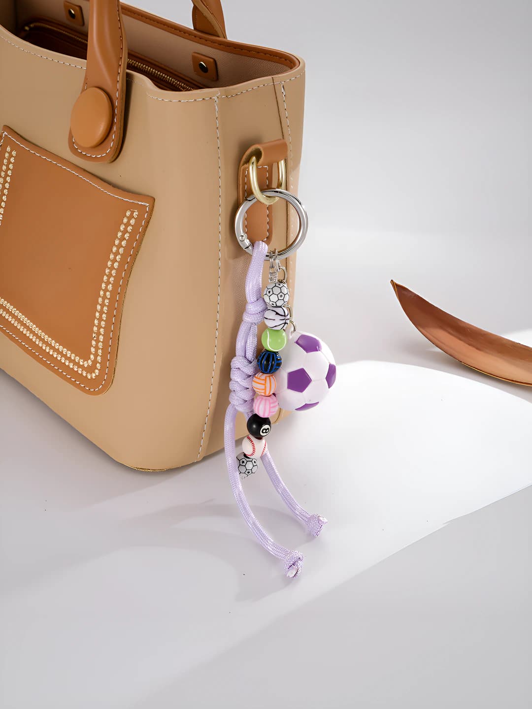K5917 Soccer+Braided cord pendant purple
