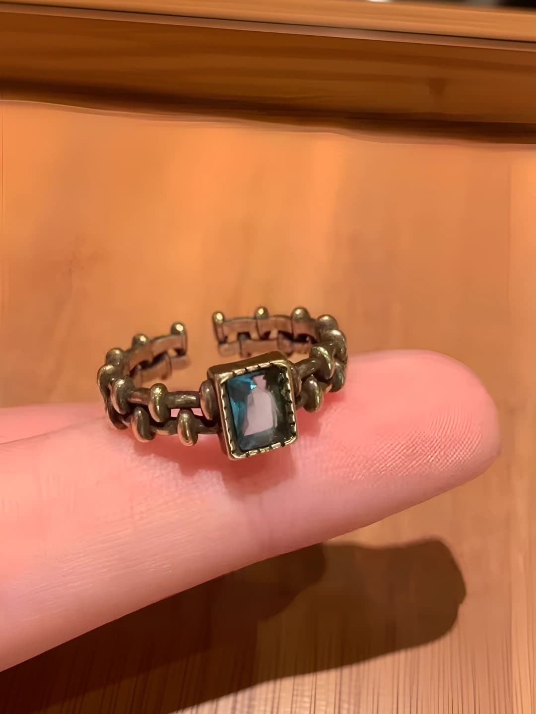 Vintage blue zircon square ring
