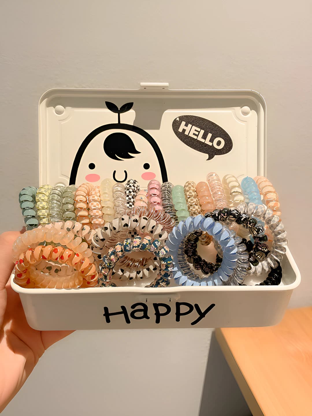 Women's spiral hair ties, high stretch, Korean style, sweet jelly color hair accessories