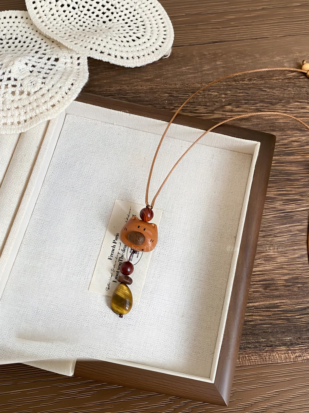 Tiger eye, bear necklace