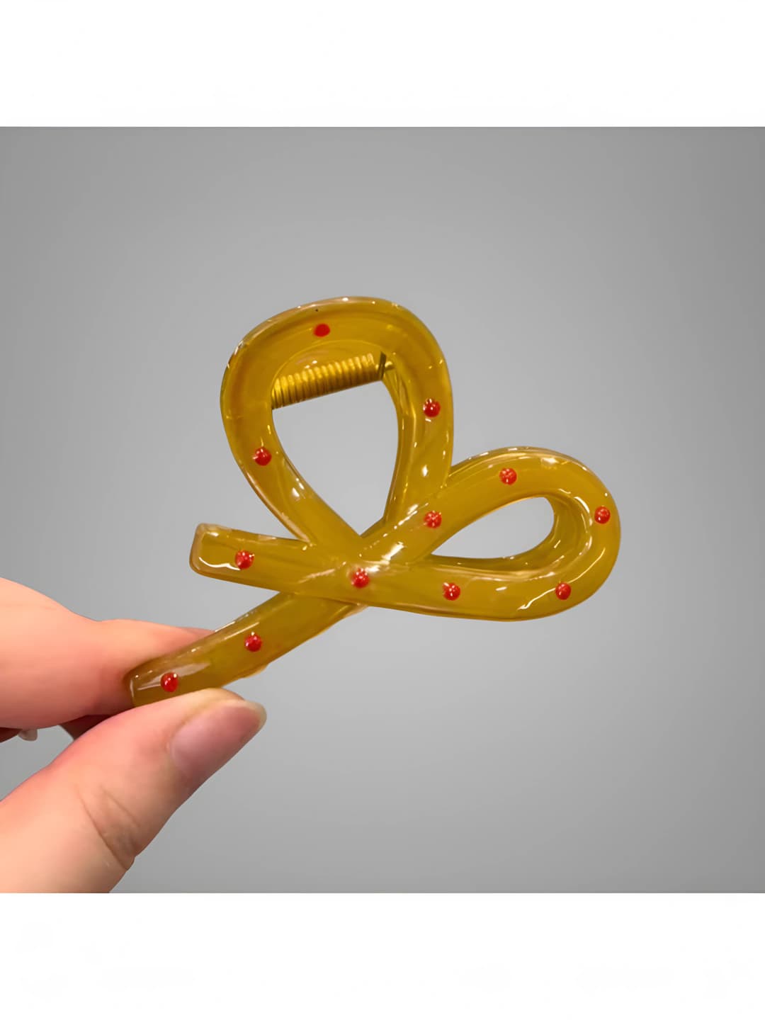 Yellow polka dot - cross knot ~8 cm