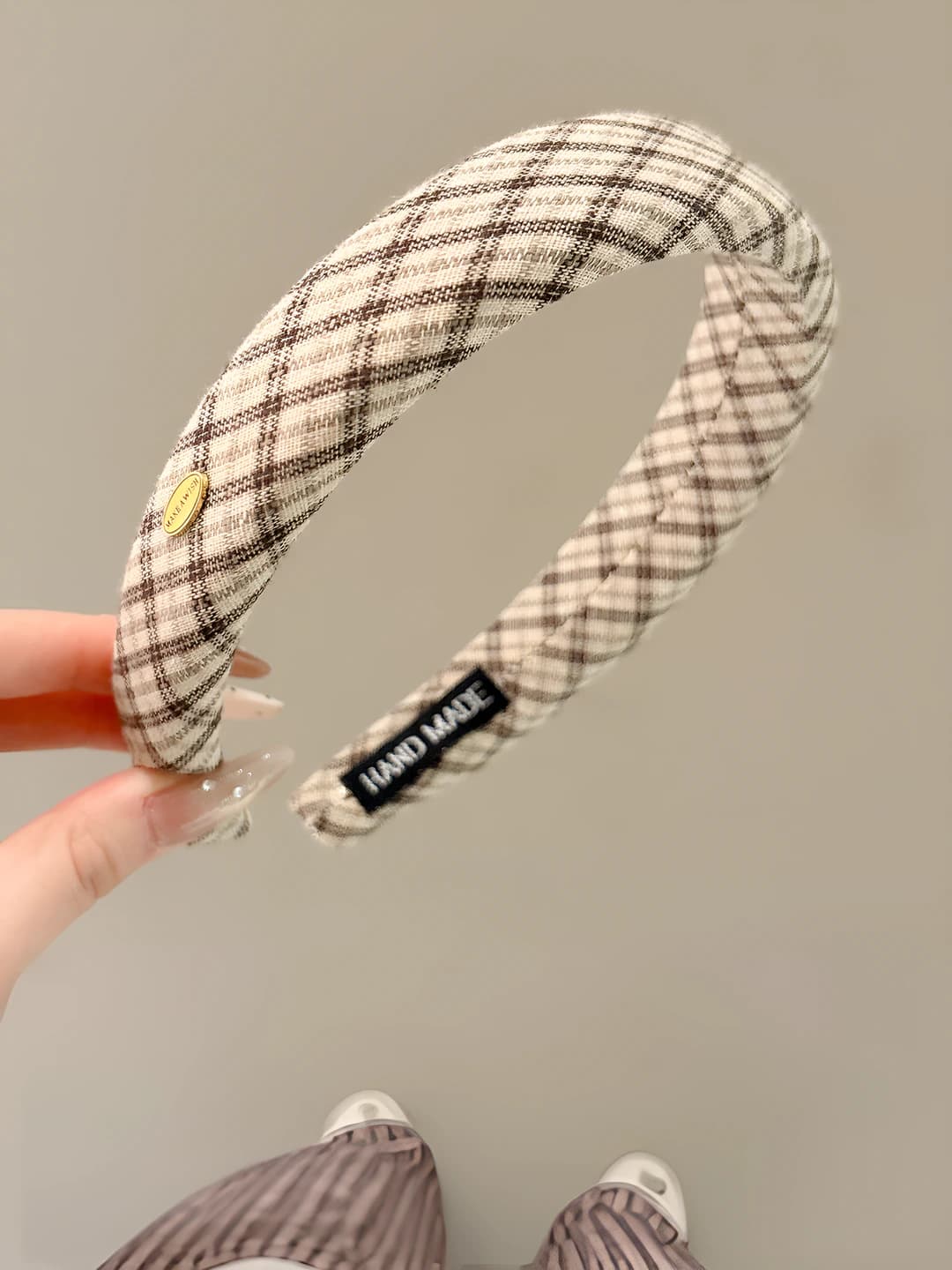 3# Beige plaid - width ~3 cm
