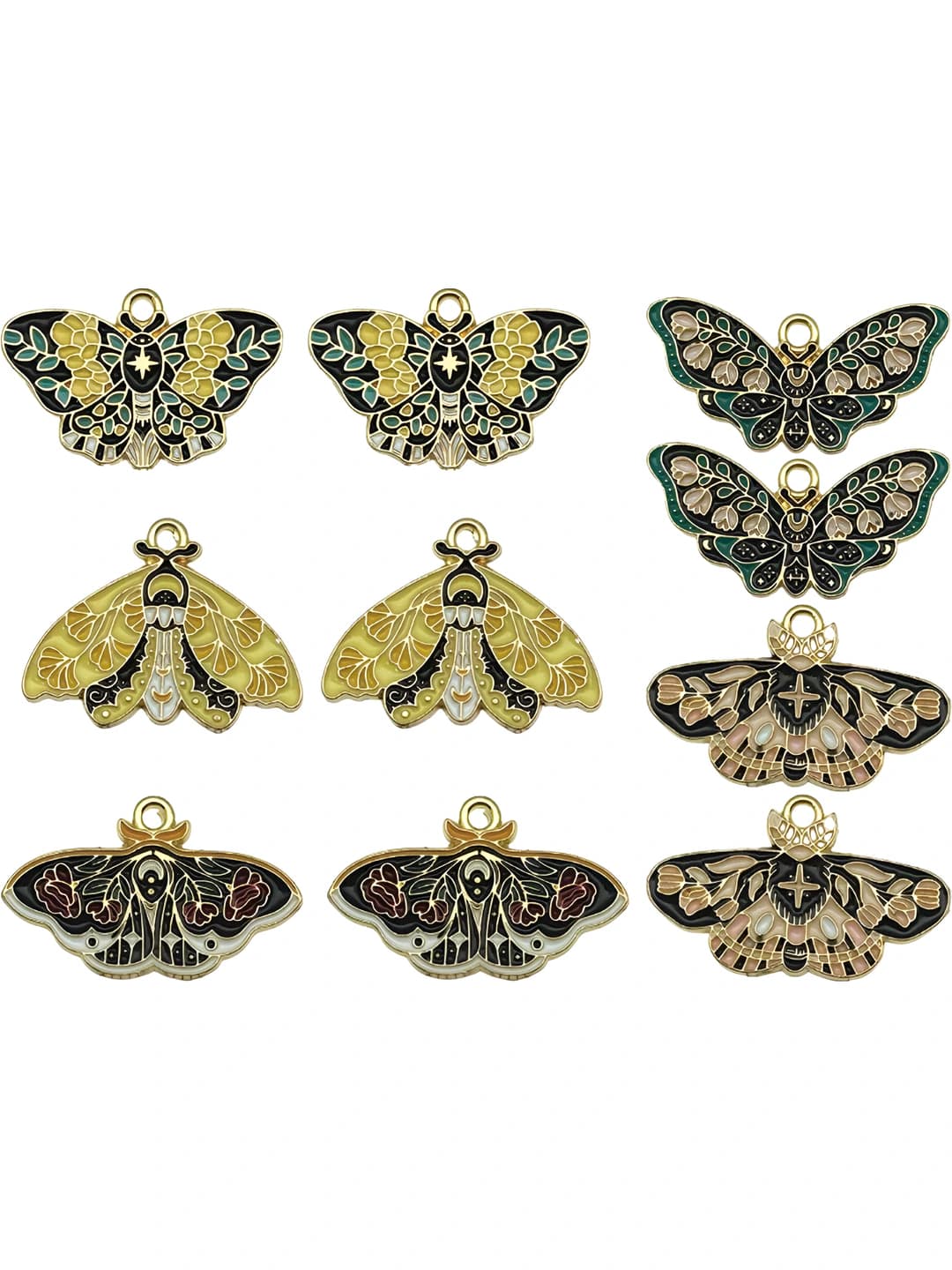 10 pcs mixed enamel butterfly set - 5 styles, 2 each - 23.5 g