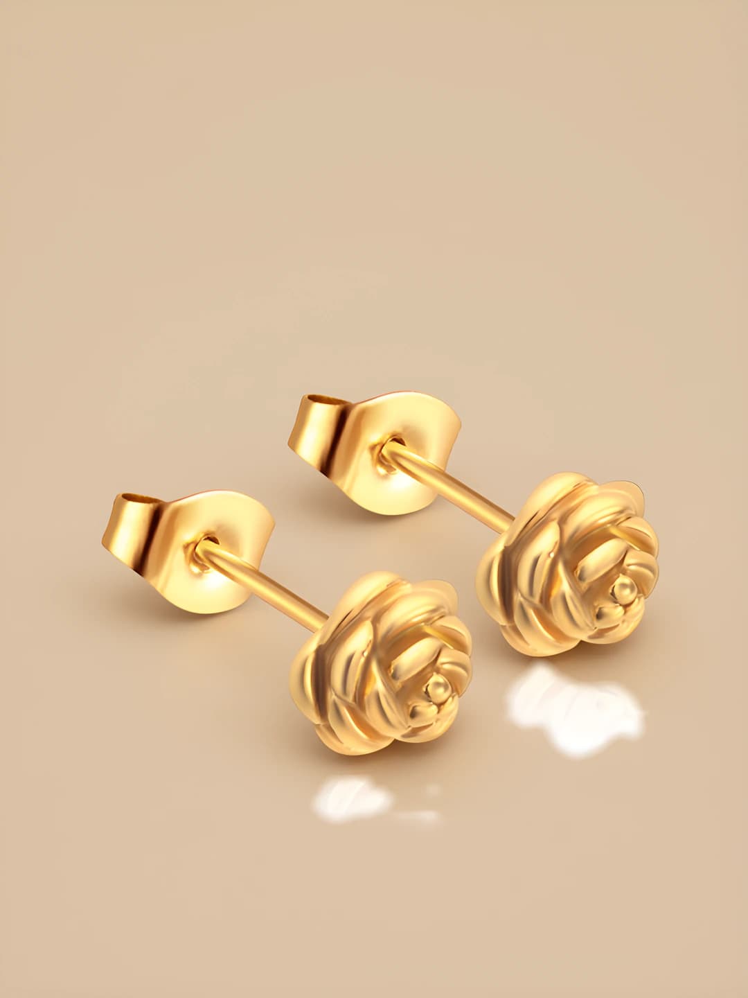 Женские серьги-гвоздики из нержавеющей стали с покрытием 18K, с розой и геометрическим дизайном