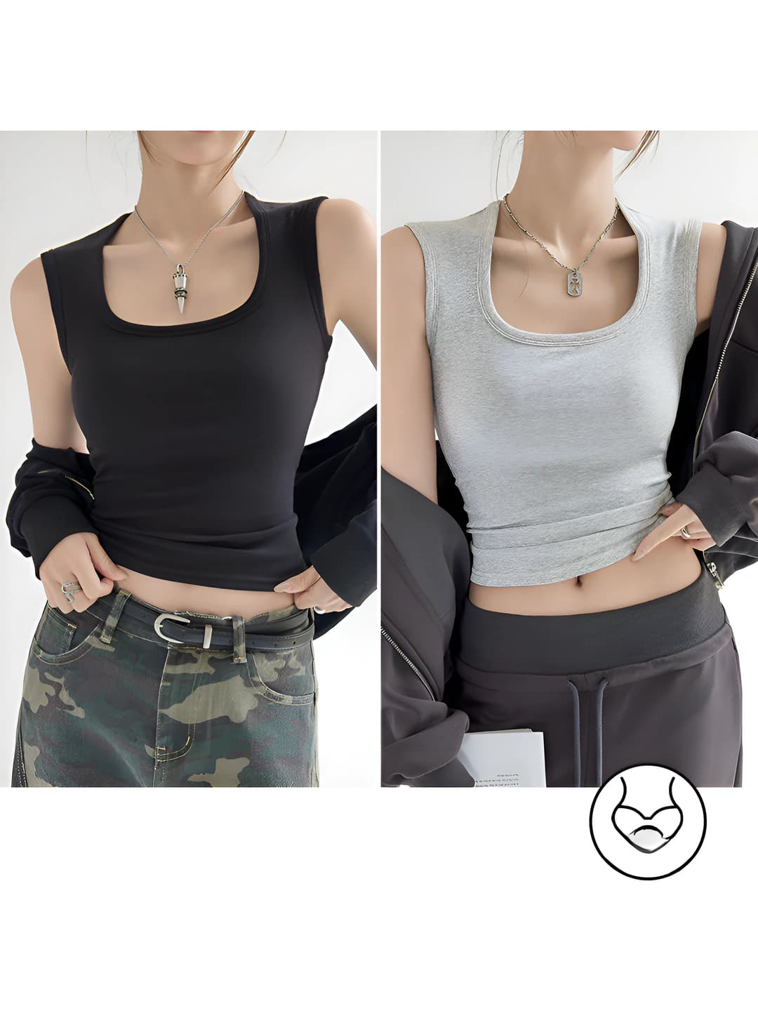 Qora + Och kulrang (ko'krak yostigili) 2 dona
