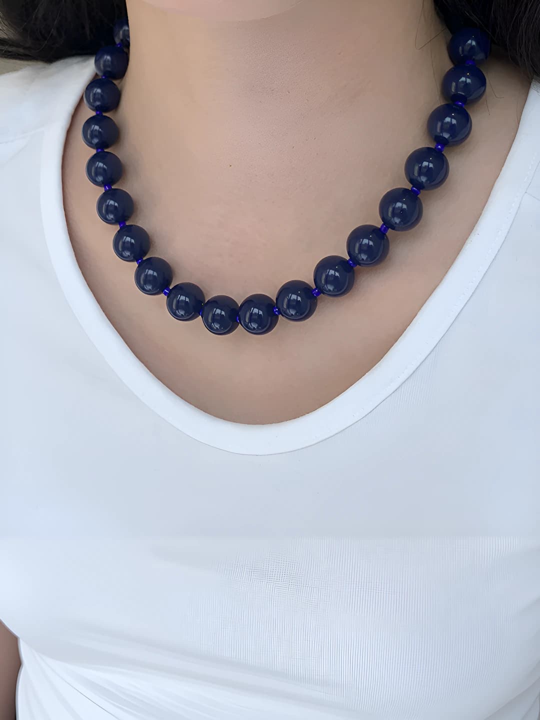 Navy bead necklace
