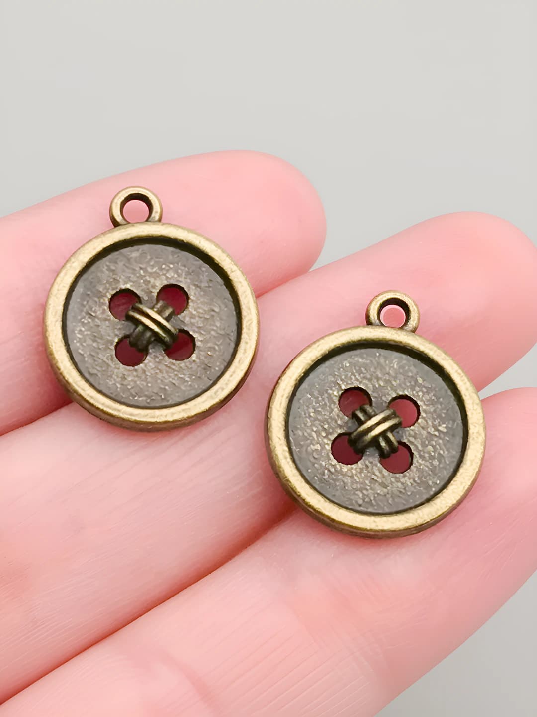 1 pc antique teal button 14x17mm-1.4g-20280
