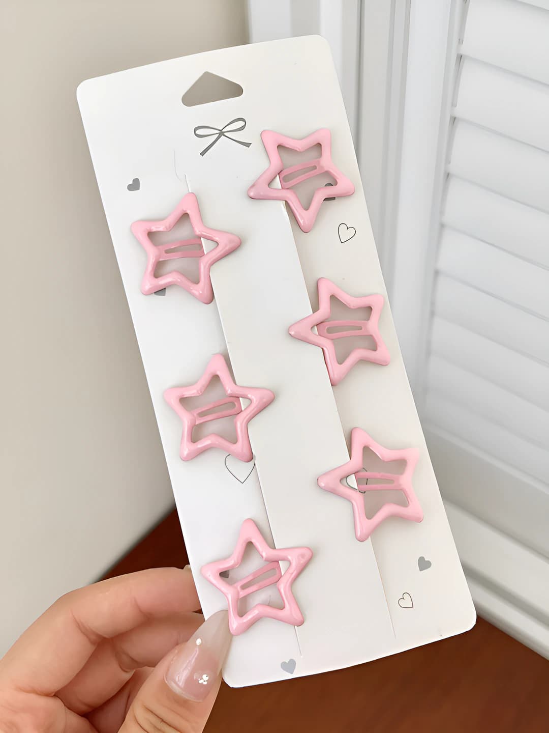 12# Light pink, drop, star, 6 pcs