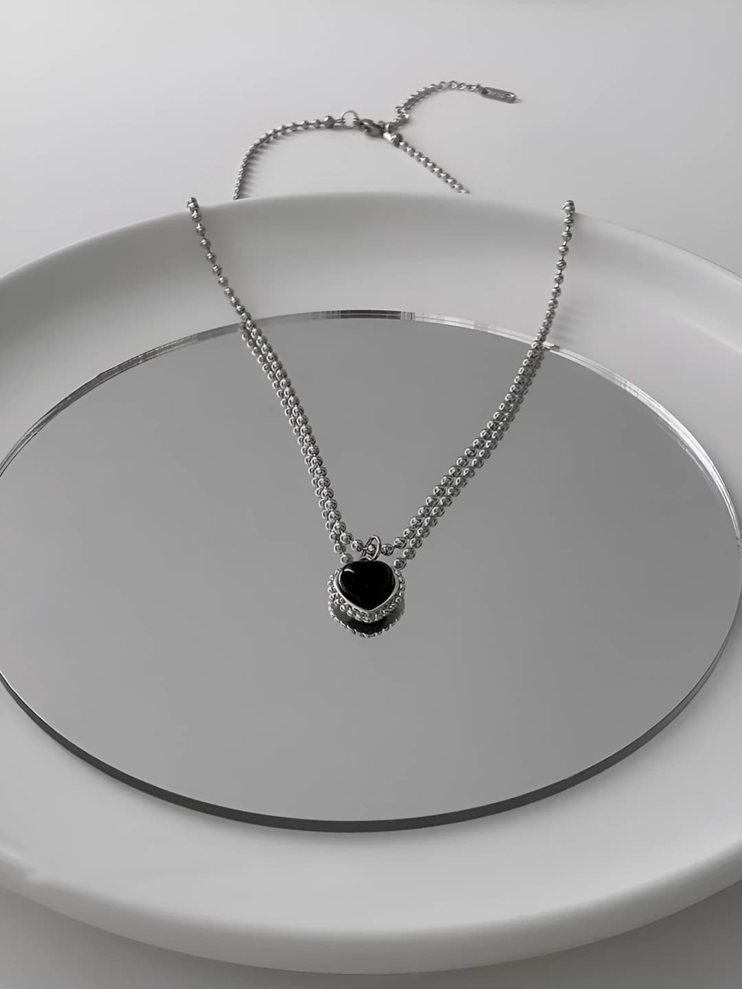 Black Heart Bead Chain [40+5CM]