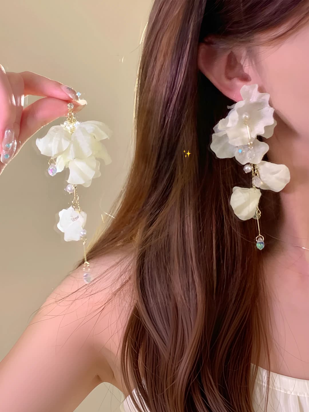 White burning rose - studs