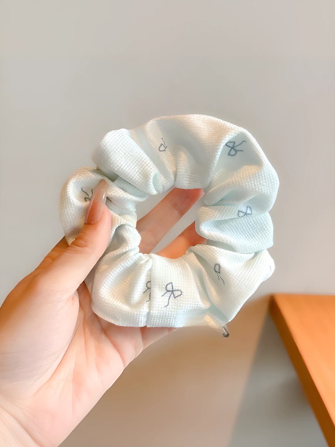 Corduroy bow small scrunchie
