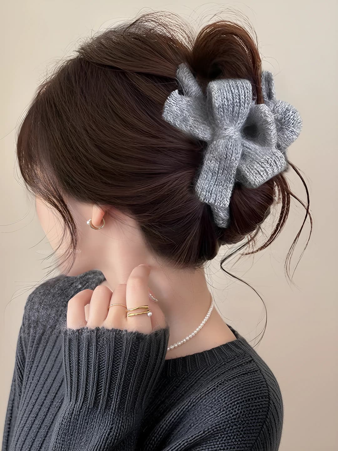 1# Grey bow 13 cm
