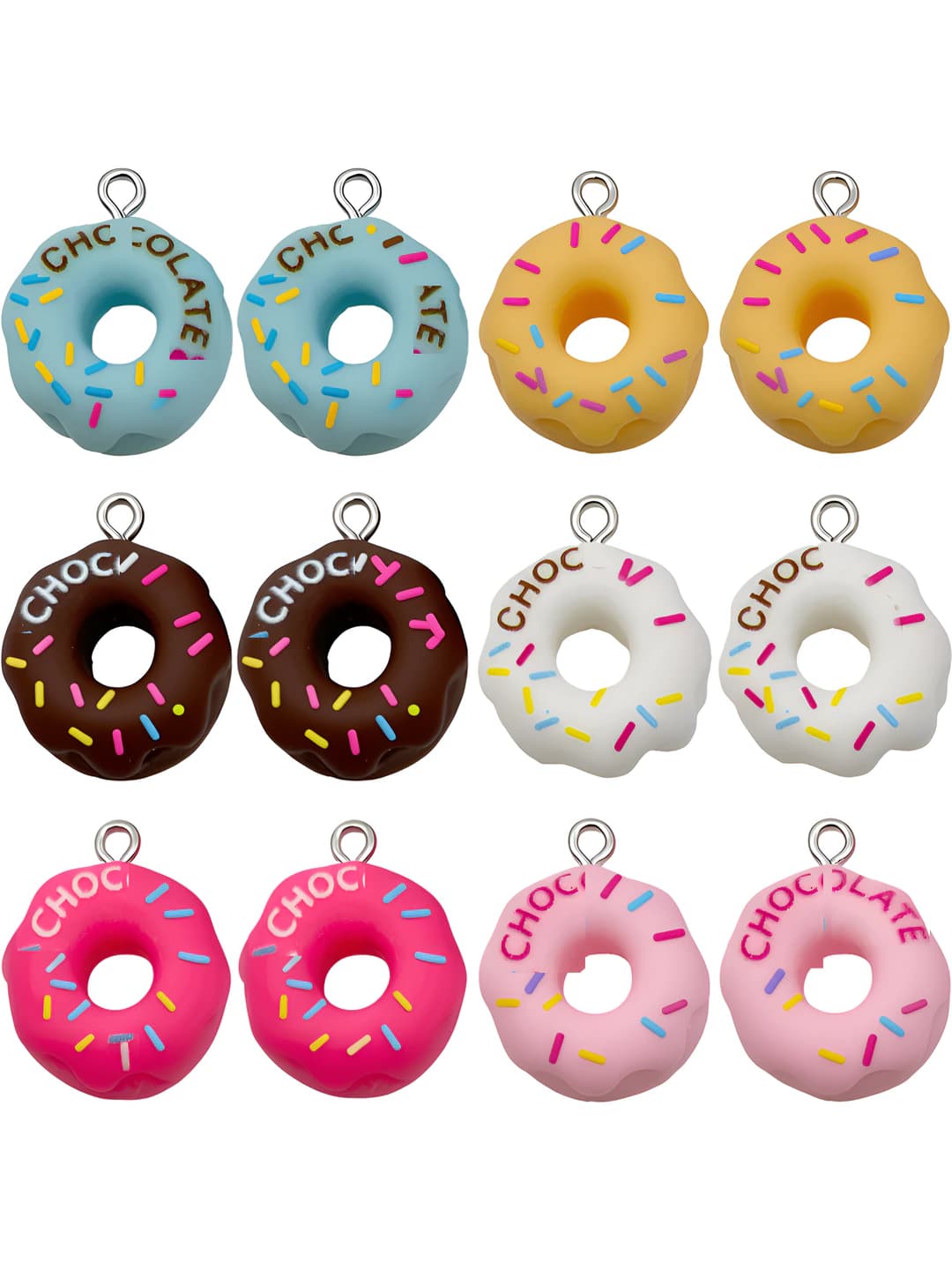 12 pcs mixed, donuts with letters, 6 variants