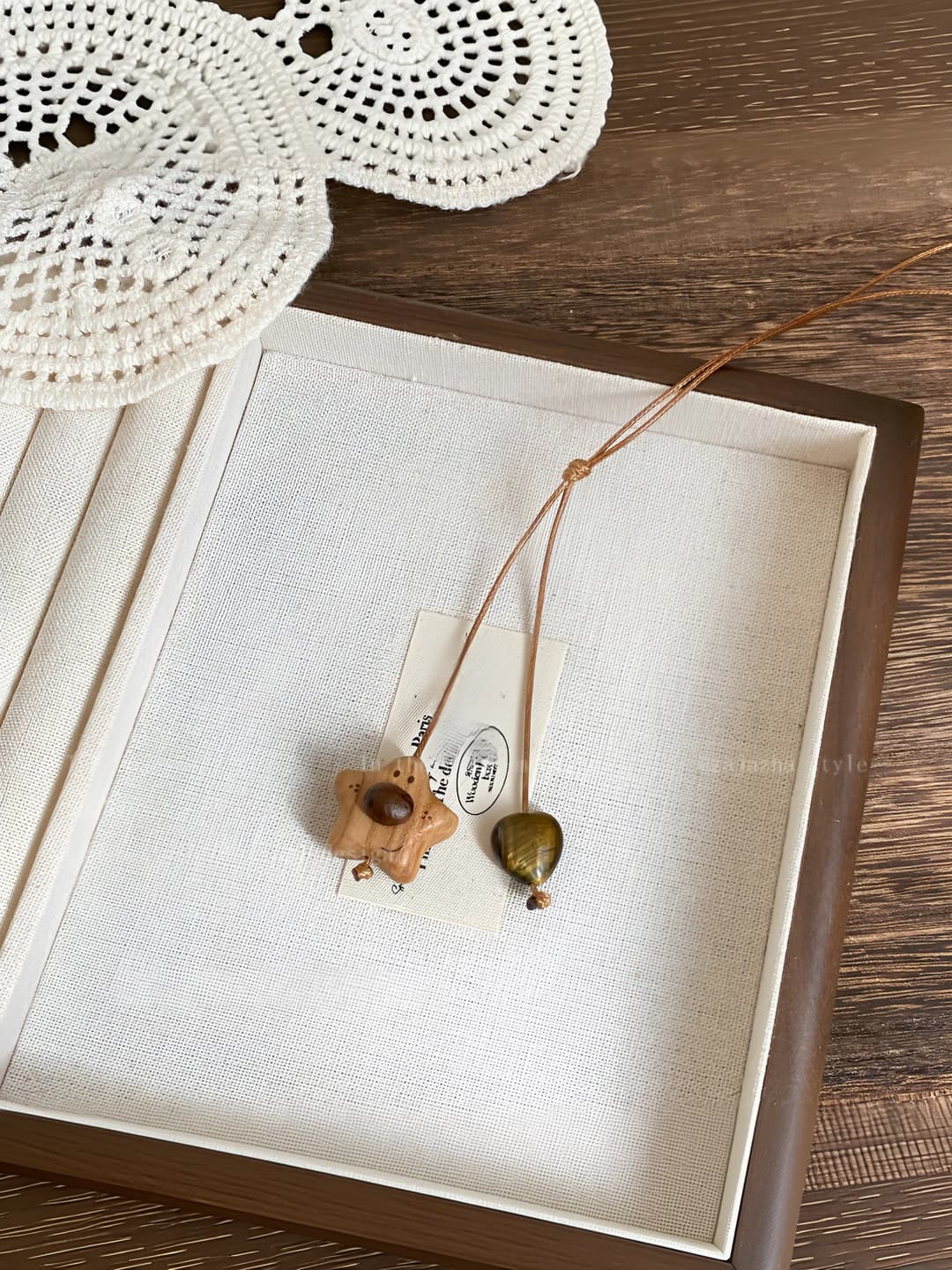 Peach, star, tiger eye necklace