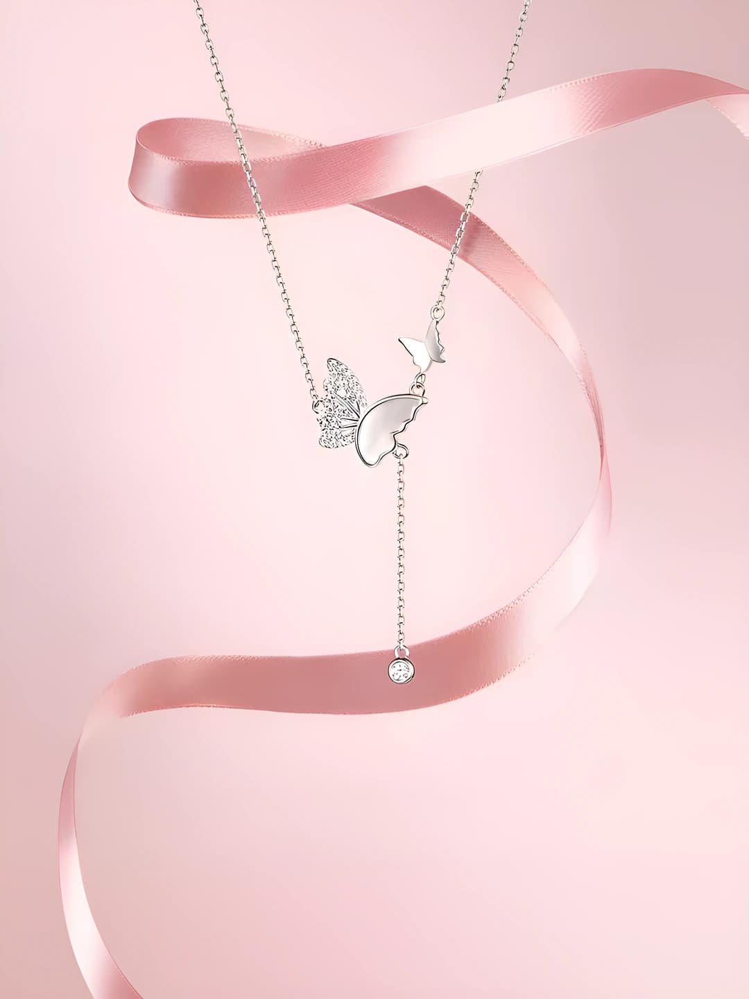 Women's white brass necklace with gold plating, large stone, drop design, 41-50 cm length, 3.1 g weight, for business, insect shape, luxury style, for fashion and office, animal design element, single layer, cross chain