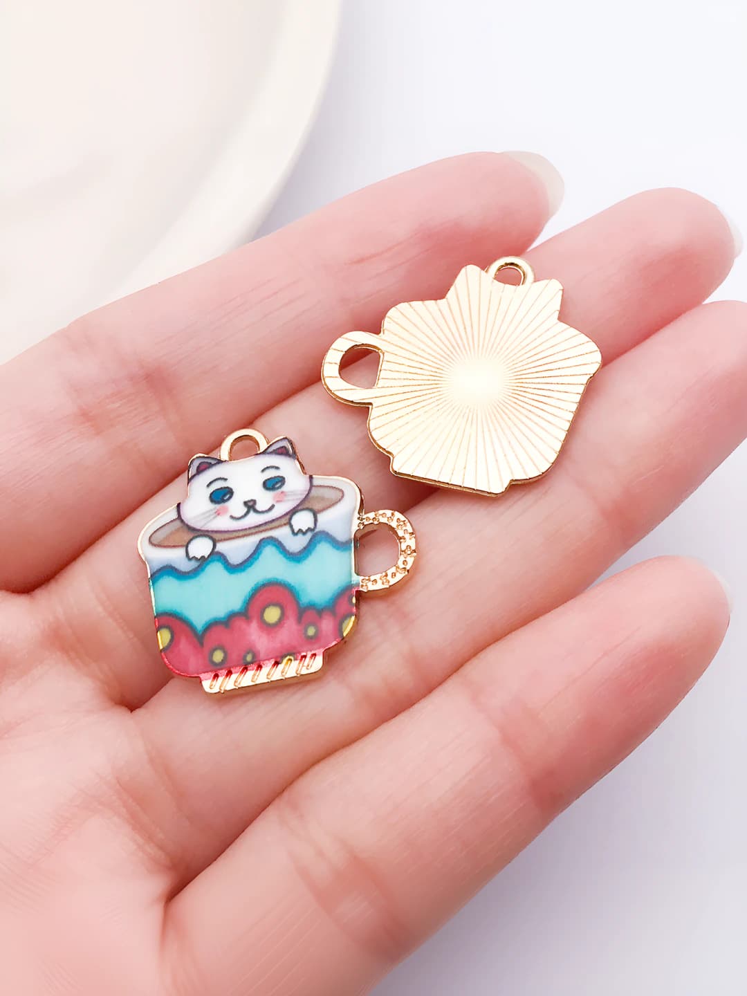 1 эмалевый стакан белый кот 23x23mm-1.6g