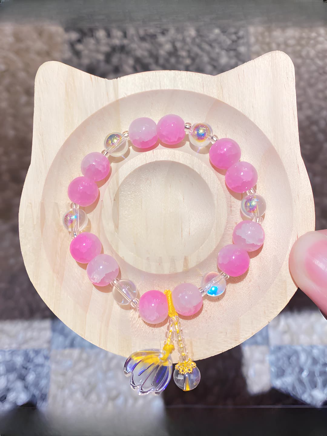 Fish tail rose red milky ice bracelet (bag)