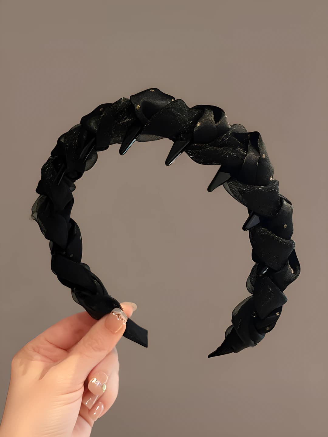 Black polka dot headband