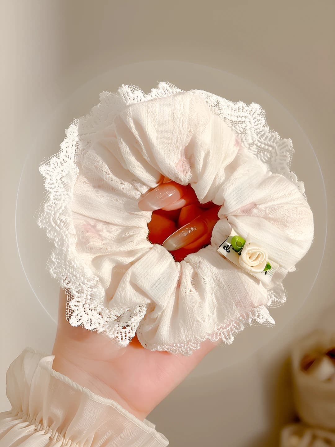 1# Floral lace large scrunchie 13 cm