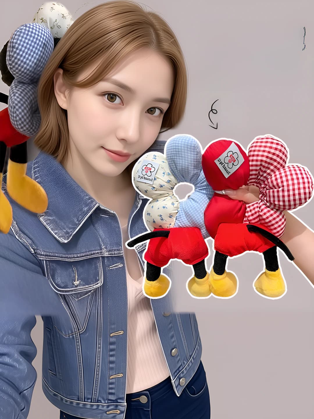 Ayollar uchun koreys uslubidagi elastik Mickey Mouse gulli rezinka