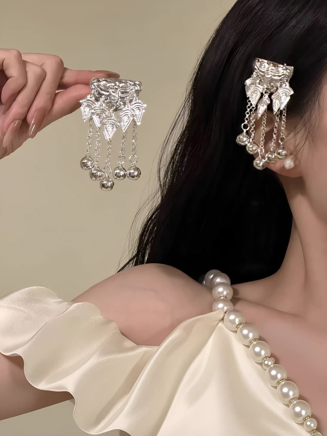 Women's hair clips and combs: ethnic style tassel hair clip, with electroplating