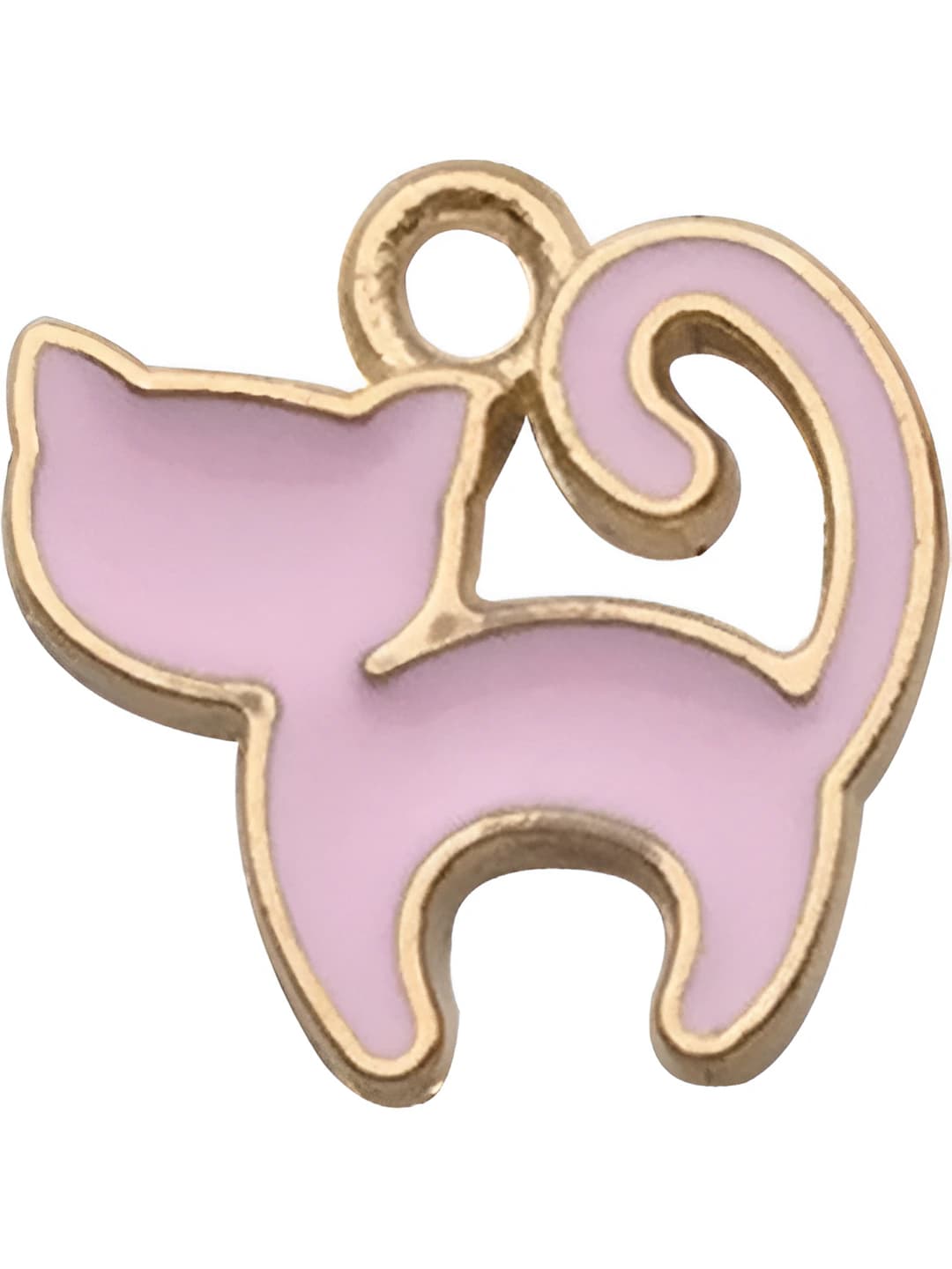 1 pc Enamel pink arched cat 12x12mm-0.45g