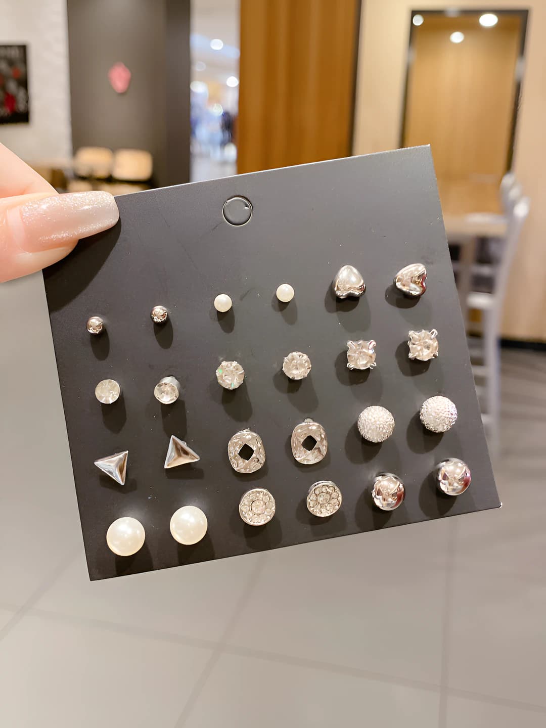12 pcs studs, Silver
