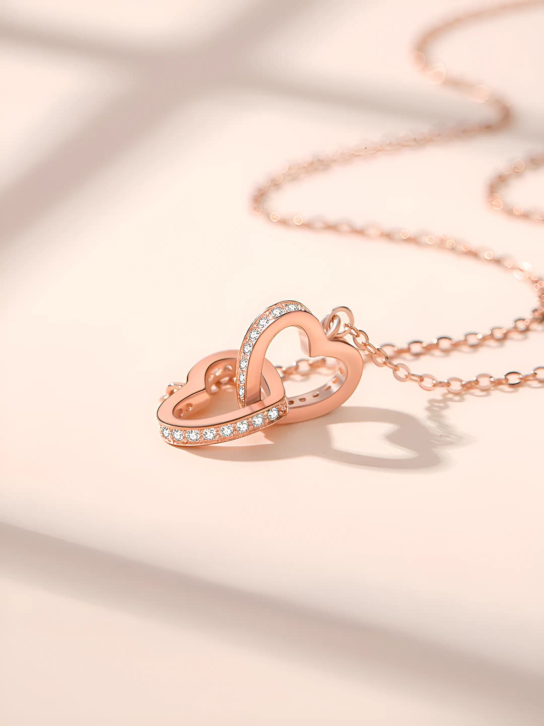 Hearts Necklace, Rose Gold