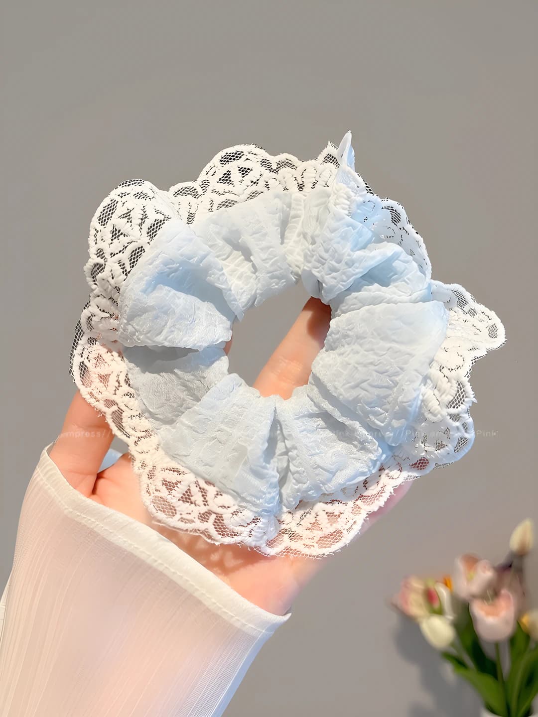 1# Lace blue hair tie