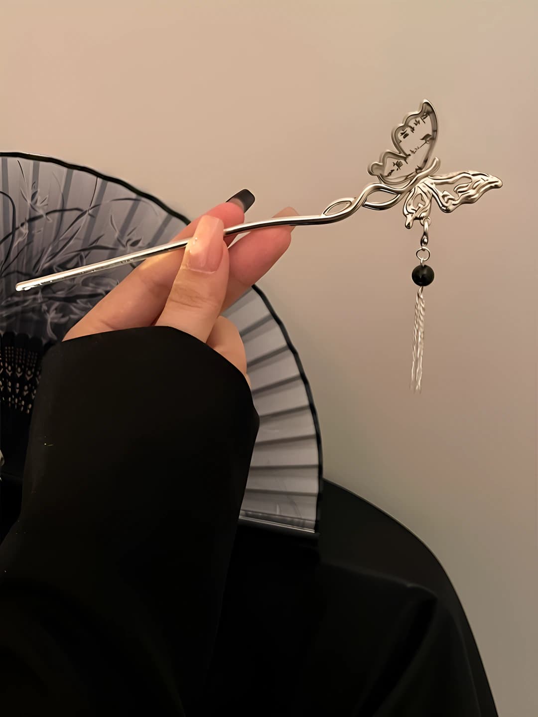 87# black butterfly hairpin