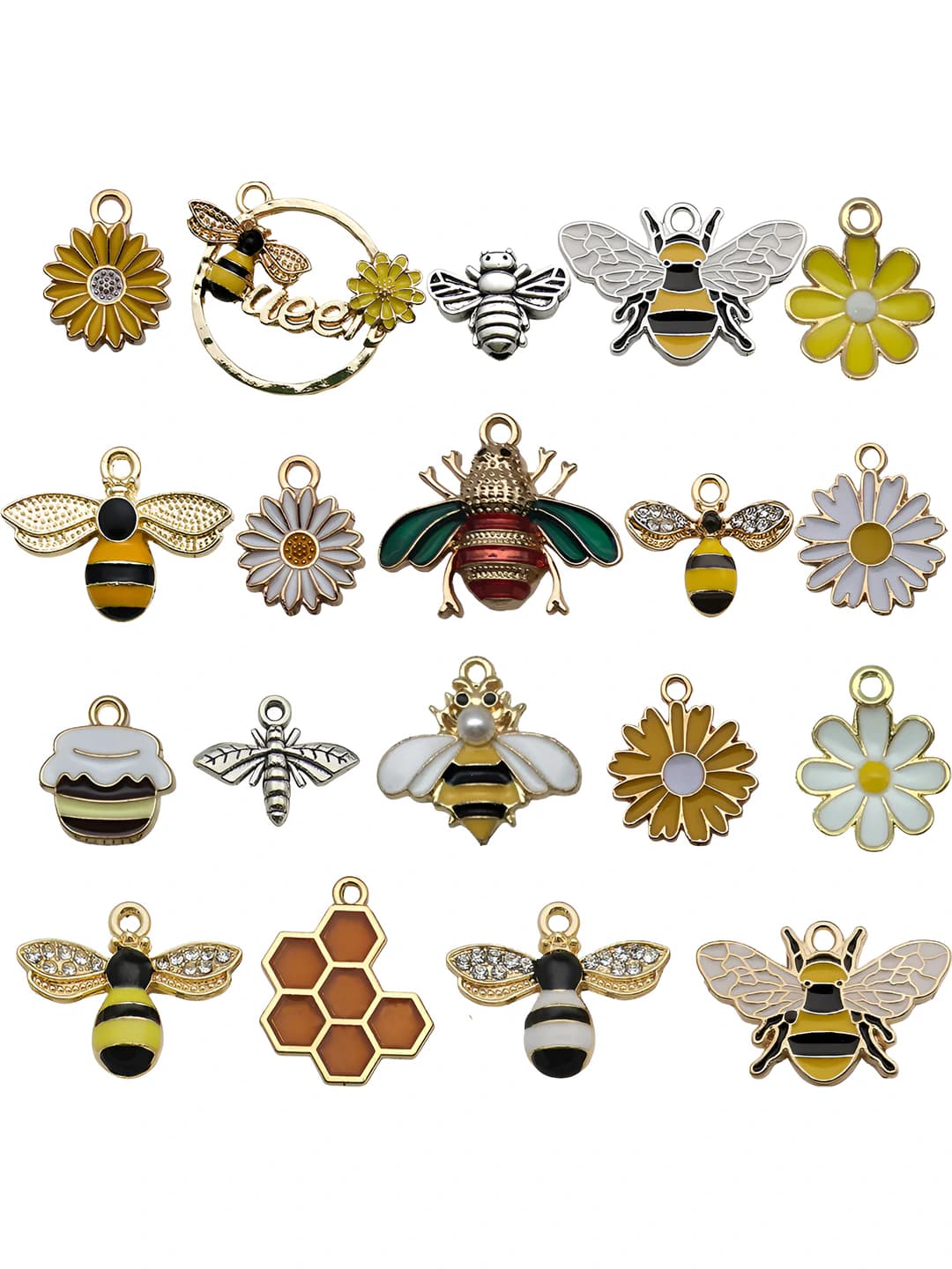 120 Mixed Enamel Bees Set - 31 Styles x 4 - 148g