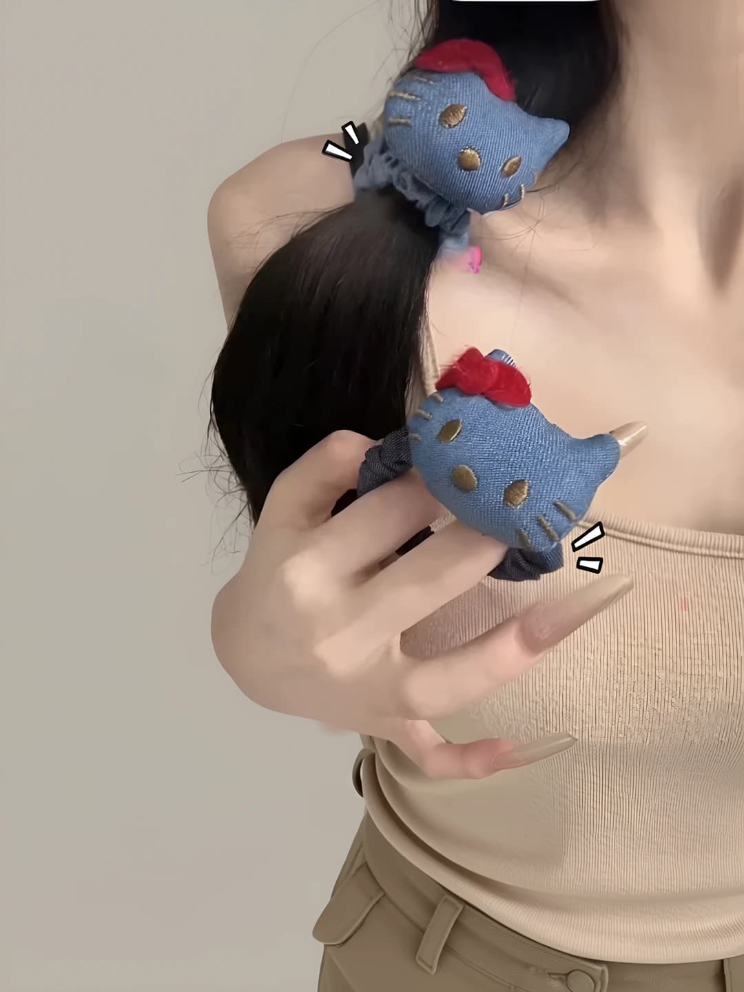 Light denim hair tie