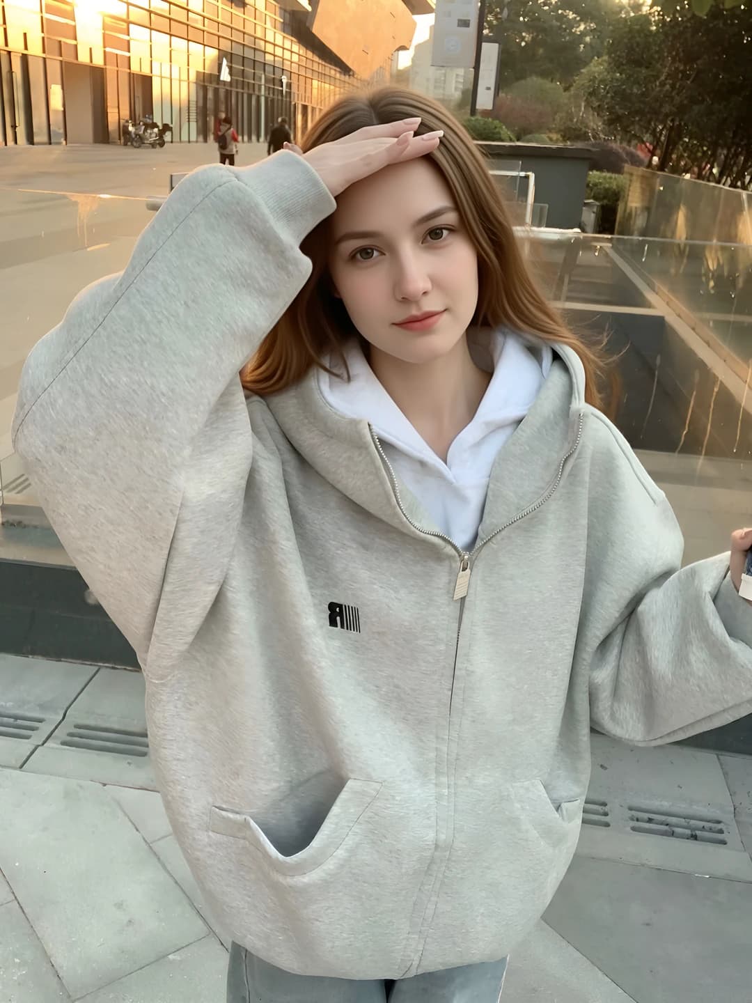 Grey, fleece lined