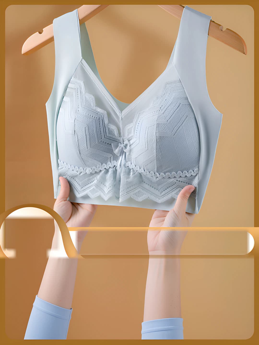 Women's plus size breathable lace bra, wireless, summer, thin, French style set