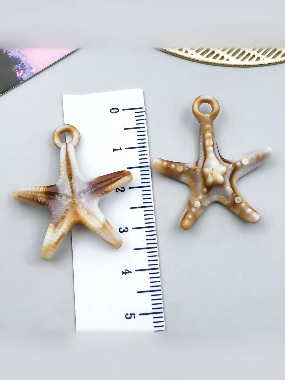 1 dona Bej akril dengiz yulduzi, 32x29x7mm, 1.2g