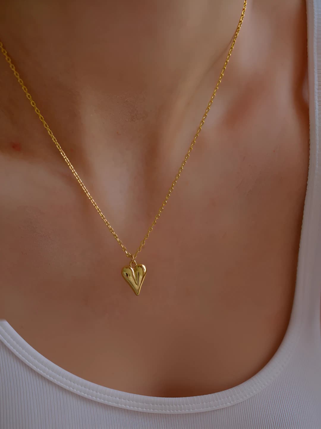 Gold color heart O chain [40+5 cm]