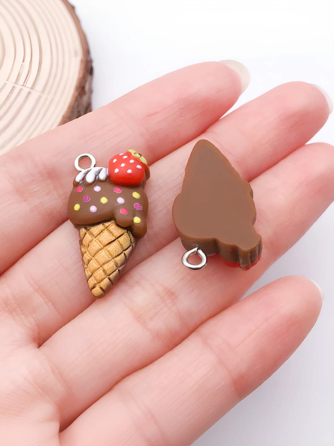1 pc, coffee, ice cream, 26x13.5x7mm, 1.3g