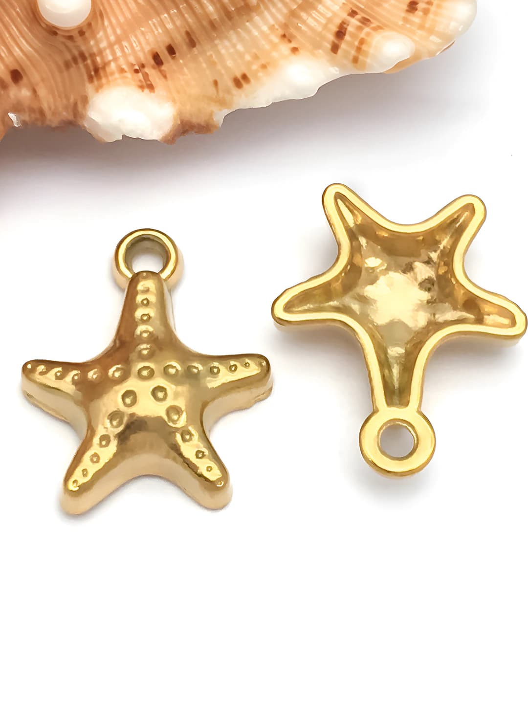 1 dona 14x16x4mm teshik 1.7mm vakuum qoplamali oltin rangli nixrom po'latli dengiz yulduzi-1.16g-T2298