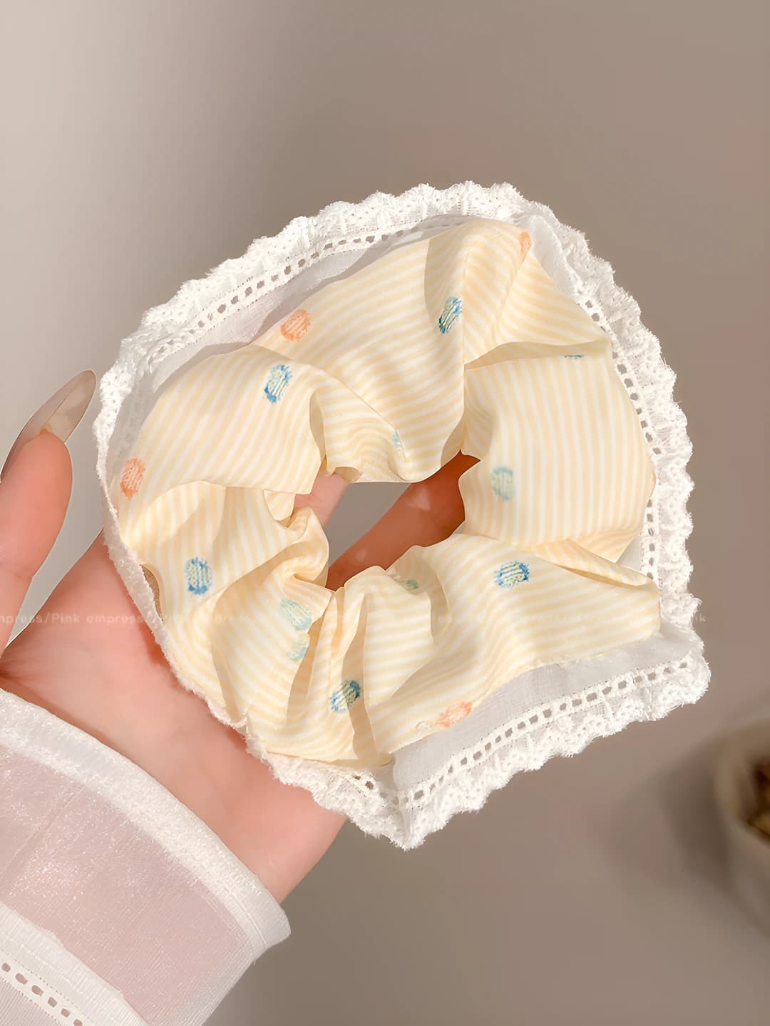 Polka stripe, yellow 12.5 cm