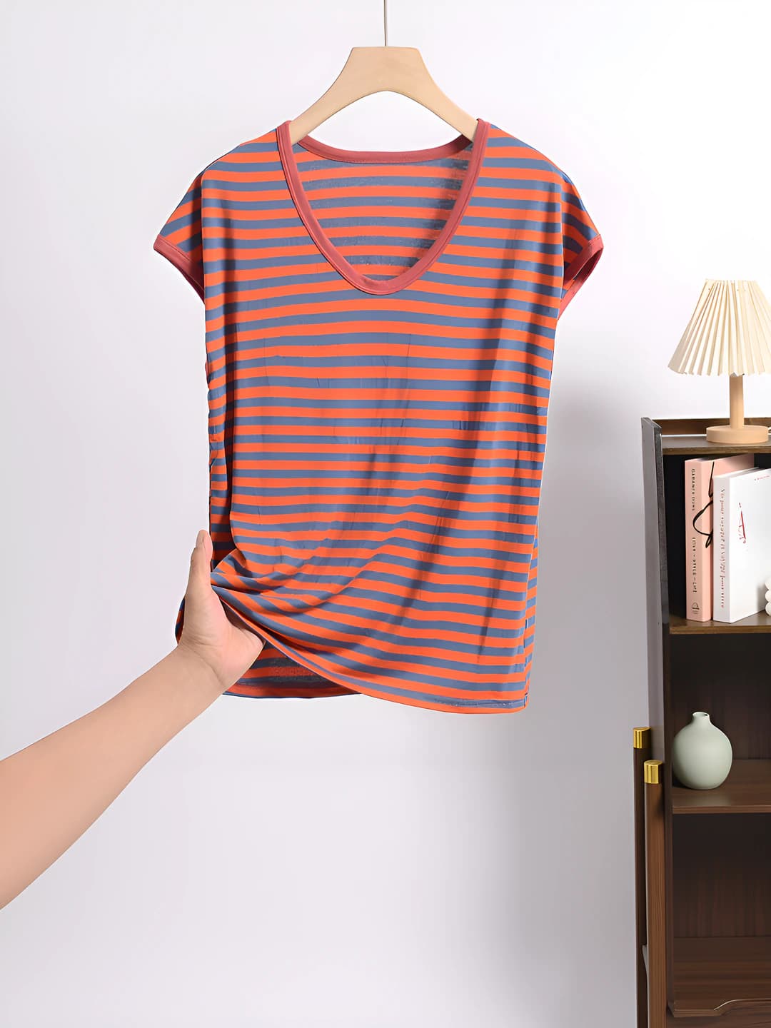 Brick red striped