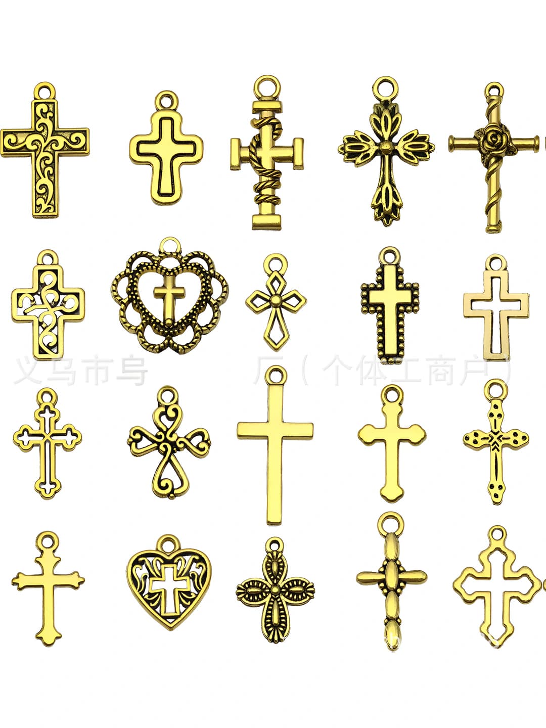 Mixed 20 antique gold crosses - 20 variants