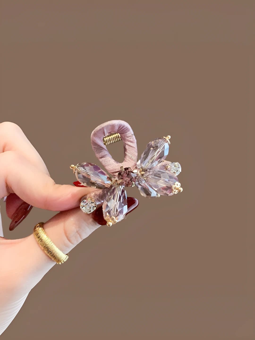1# Pushti kristal kichik qisqich ~4.5 sm